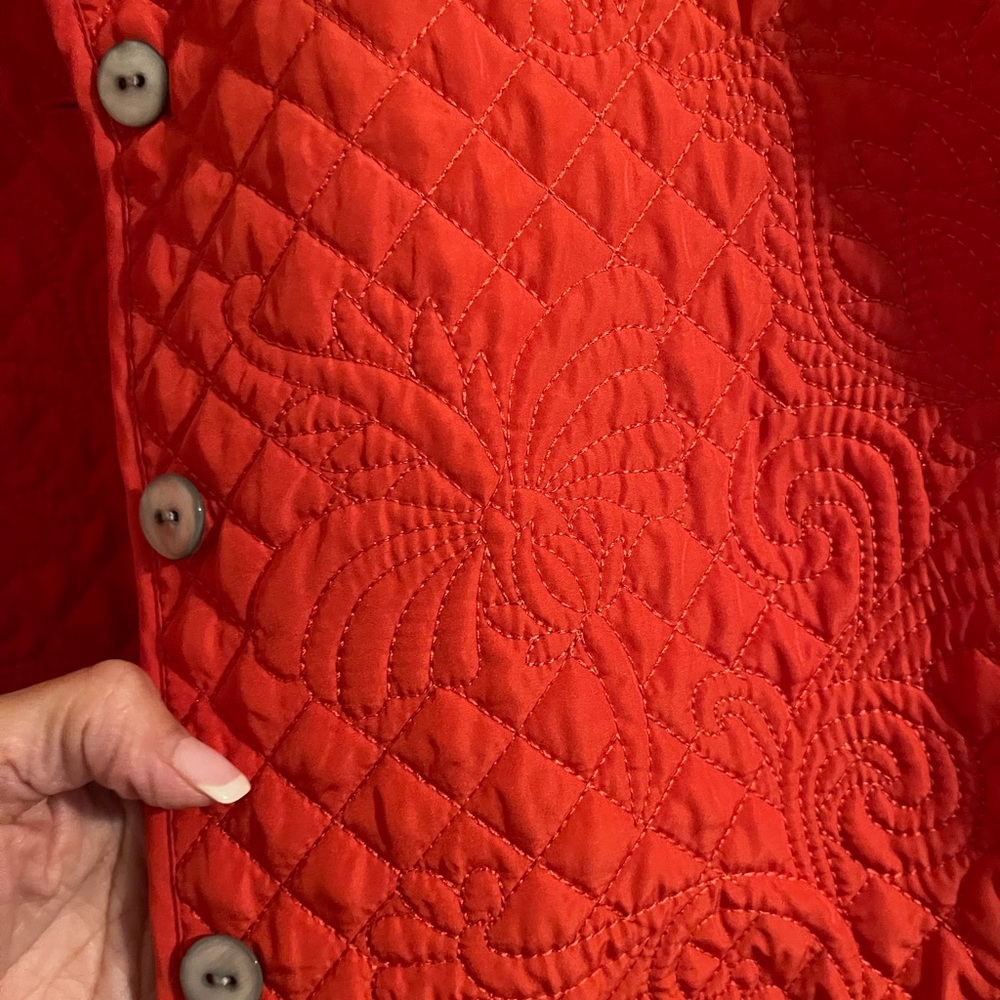 Chicos Quilted Embroidered Orange Jacket size XL Chico’s size 3 - Picture 2 of 10